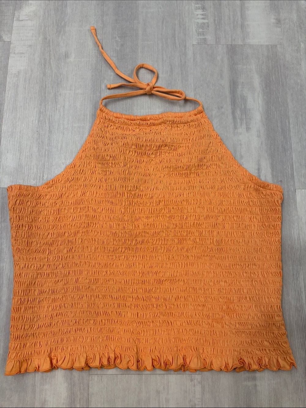 Old Navy Orange Smocked Halter Camisole with Tie Neck